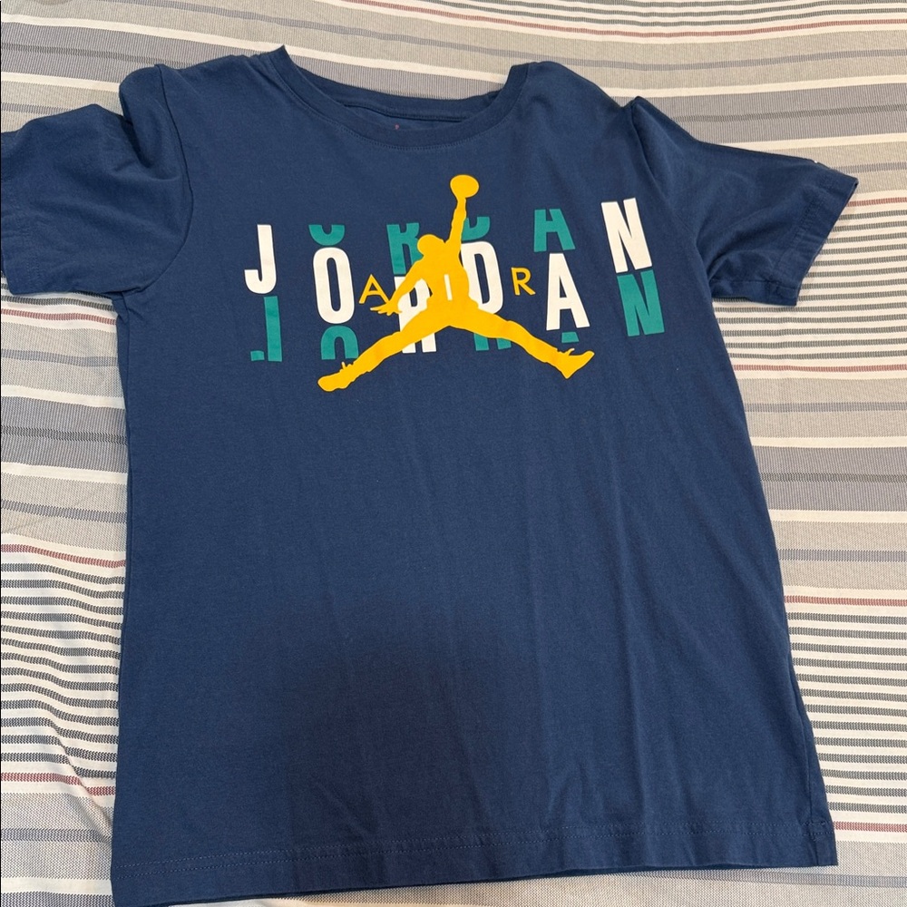 Jordan Navy Tee with Yellow Jumpman and Teal Accents